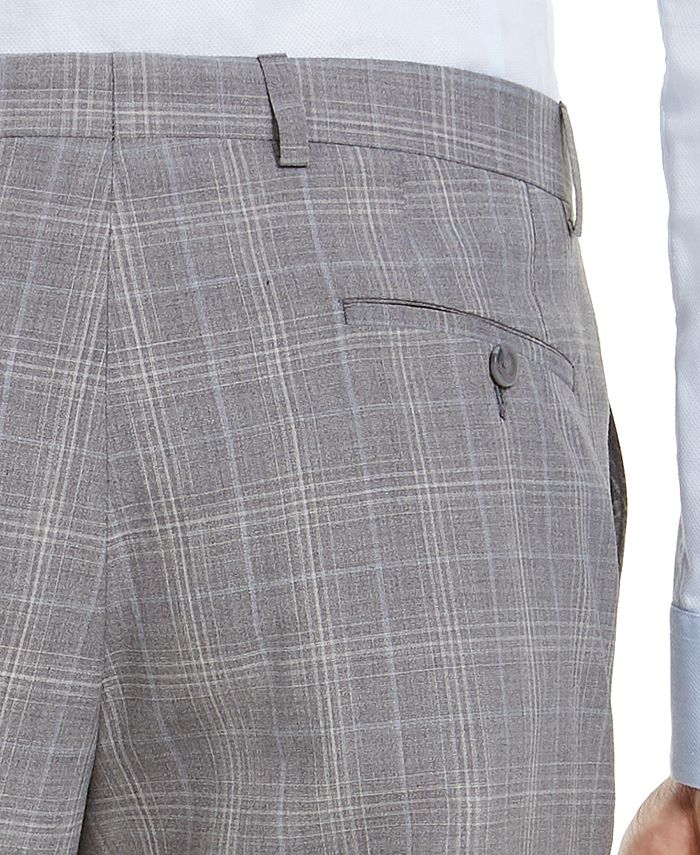 Michael Kors Men's ClassicFit Airsoft Stretch Gray Plaid Wool Suit