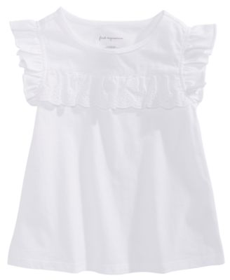First Impressions - Baby Girls Eyelet-Flutter Cotton T-Shirt