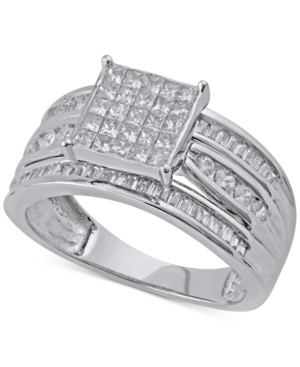 image of Princess Cluster Engagement Ring (1 ct. t.w.) in 14k White Gold