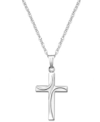 Macy's Sterling Silver Necklace, Swirl Cross Pendant - Macy's