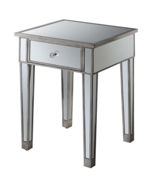 Convenience Concepts Gold Coast Mirrored End Table With Drawer