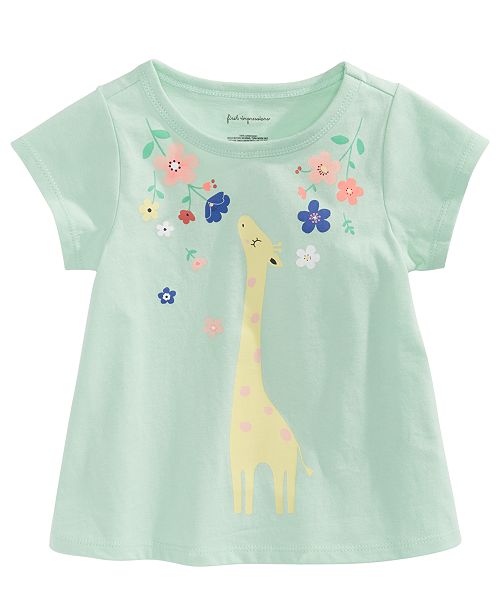 First Impressions Baby Girls Giraffe Print Cotton T Shirt Created