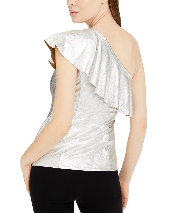 INC International Concepts INC Metallic Ruffled One-Shoulder Top ...