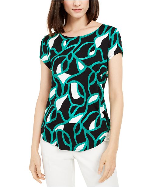 Alfani Printed T Shirt Created For Macy S Reviews Tops