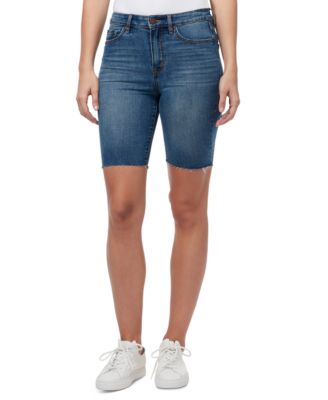 blue jean biker shorts