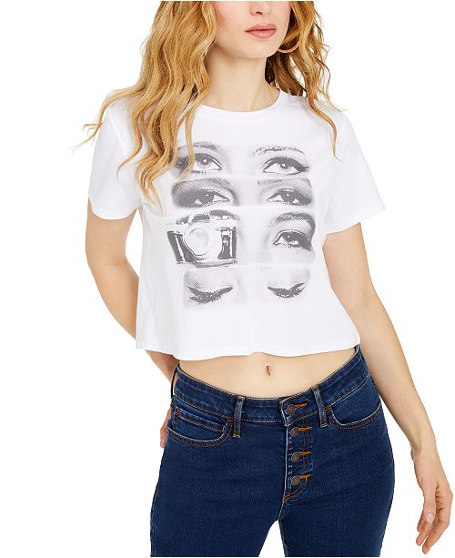 Guess Four Eyes Cropped T Shirt Reviews Tops Macy S