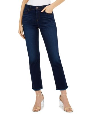 Macy's INC Straight-Leg Frayed-Hem Ankle Jeans, Created For Macy's