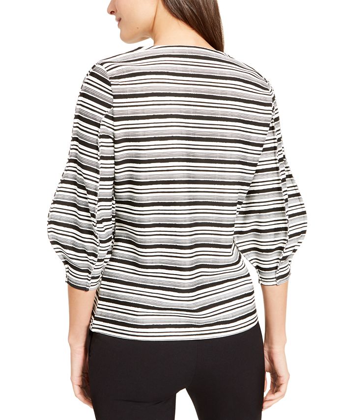 striped balloon sleeve top