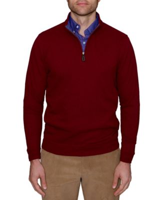 red quarter zip sweater