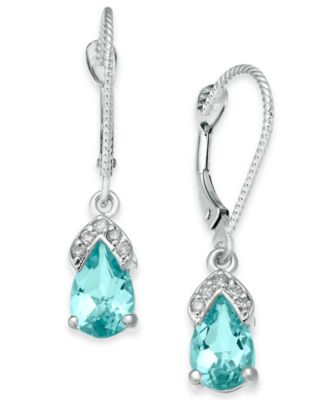 Macy's Aquamarine (1-3/4 Ct. T.w.) & Diamond Accent Drop Earrings In ...