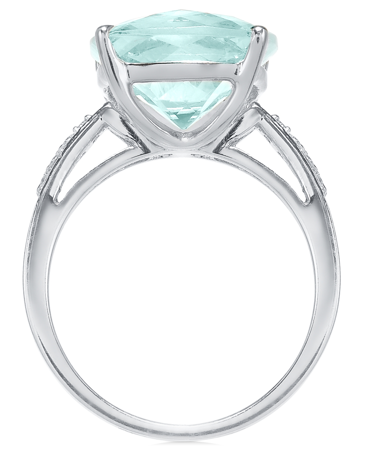 (6-3/8 ct. t.w.) & Diamond (1/8 ct. t.w.) Ring in Sterling Silver - Aquamarine