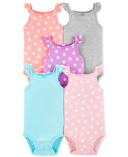 Carter S Baby Girls 5 Pk Printed Flutter Tank Bodysuits Reviews