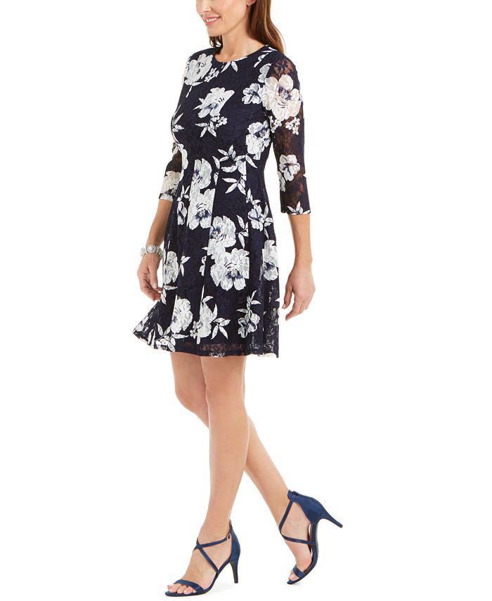 Jessica Howard Petite Floral Lace Fit & Flare Dress - Macy's