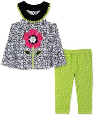 Kids Headquarters - Toddler Girls 2-Pc. Flower Tunic & Printed Leggings Set