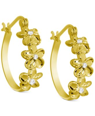 gold flower hoop earrings