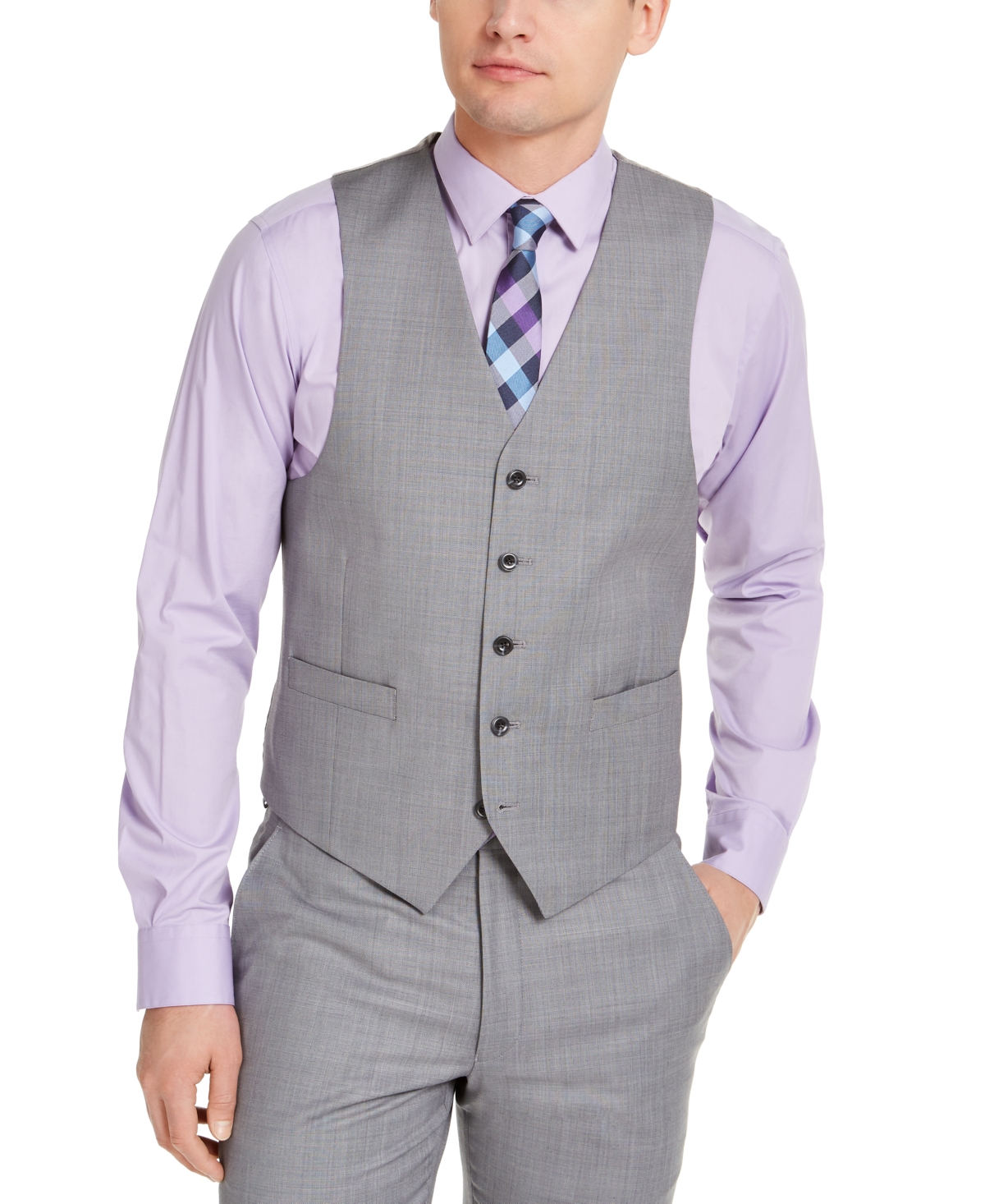Michael Kors Men's Modern-fit Airsoft Stretch Suit Vest In Gray Sharkskin