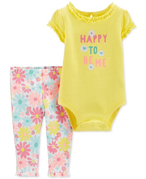 Carter S Baby Girls 2 Pc Cotton Floral Bodysuit Leggings Set