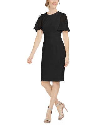 calvin klein flutter sleeve sheath dress