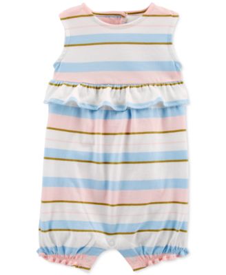 Carter's - Baby Girls Striped Ruffle Cotton Romper