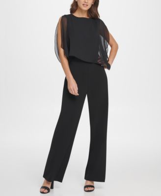 DKNY S L Jumpsuit with Chiffon Overlay Macy s