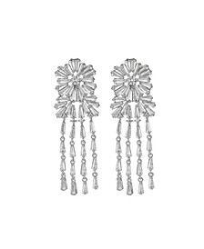 Silver-Tone Flower Chandelier Earrings