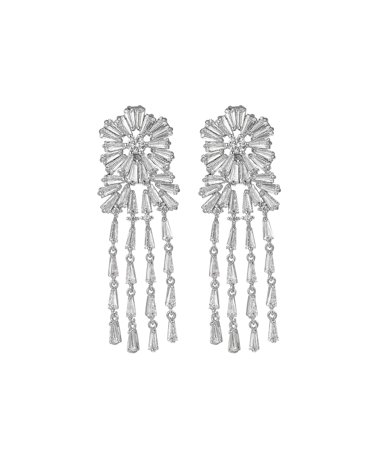 Silver-Tone Flower Chandelier Earrings - Silver-Tone
