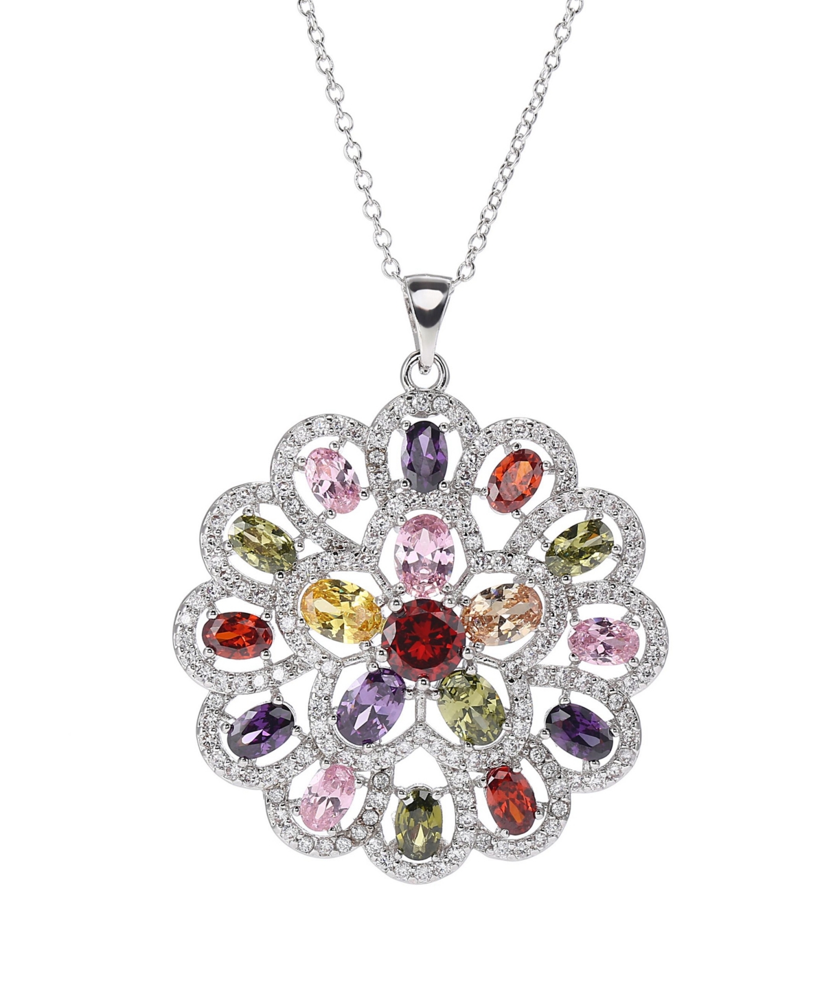 A & M Silver-Tone Multicolored Pendant Charm Necklace