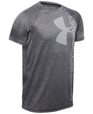 image of Under Armour Big Boys Tech Split Logo Hybrid-Print T-shirt