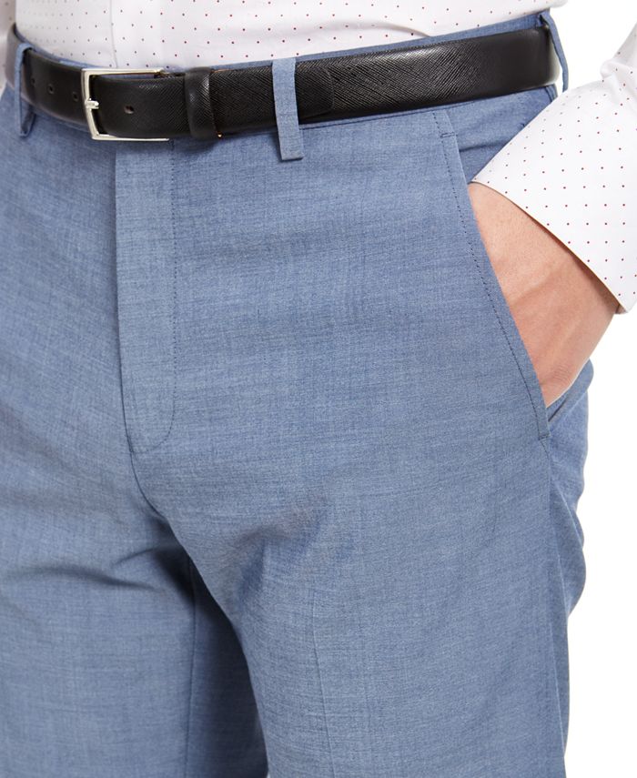 Alfani Men's SlimFit Stretch Light Blue Solid Suit Pants, Created For