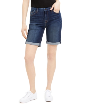 image of JEN7 by 7 For All Mankind Denim Bermuda Shorts With Rolled Cuffs