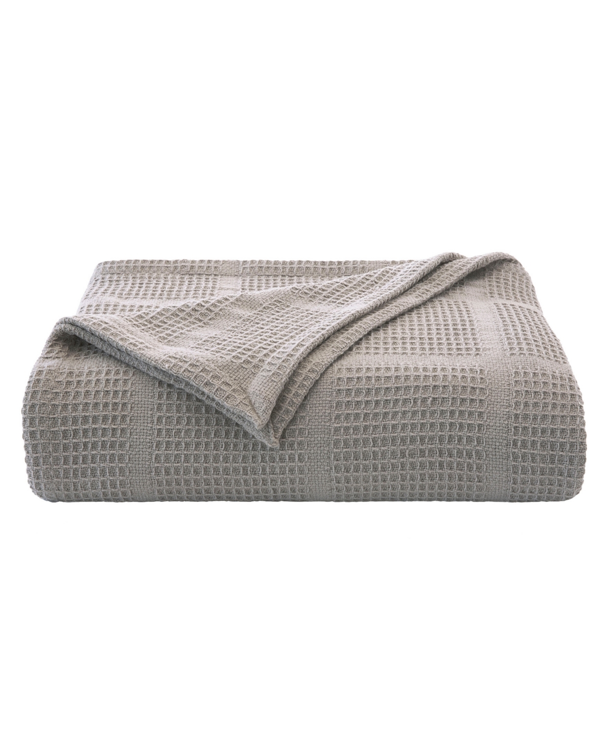 Kenneth Cole New York Essentials Waffle Grid Cotton Dobby Blanket, King In Grey