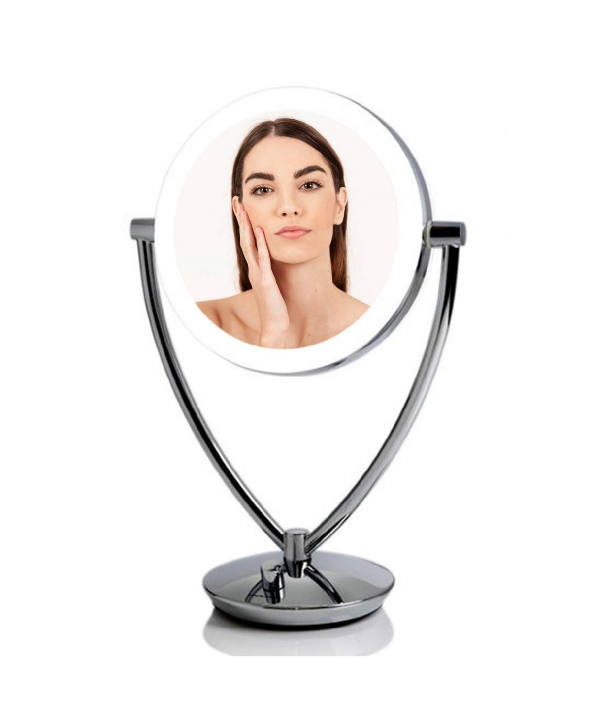 Lighted Tabletop Makeup Mirror - Chrome