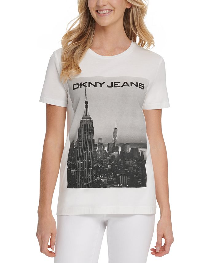 DKNY Jeans Cityscape Graphic Print Logo T-Shirt - Macy's