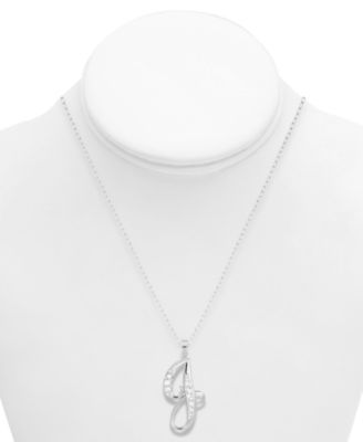 Diamond J Initial 18" Pendant Necklace (1/10 ct. t.w.) in Sterling Silver