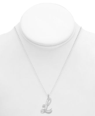 Diamond L Initial 18" Pendant Necklace (1/10 ct. t.w.) in Sterling Silver