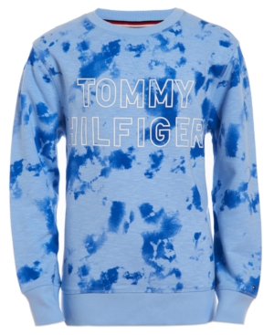 image of Tommy Hilfiger Little Boys Josh Tie-Dye Logo-Print Sweatshirt