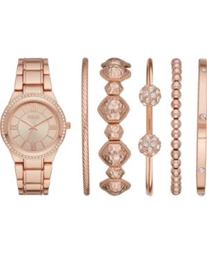 image of Folio Women-s Rose Gold-Tone Bracelet Watch 37mm Gift Set
