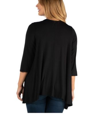 Elbow Length Sleeve Plus Size Open Cardigan