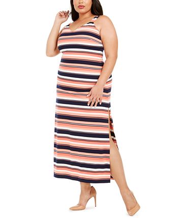 Michael Kors Plus Size Striped Sleeveless Maxi Dress & Reviews - Dresses -  Plus Sizes - Macy's