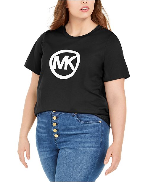 Michael Kors Plus Size Floral Logo Cotton T Shirt Reviews Macy S