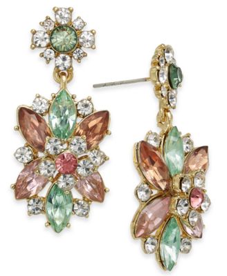 Charter Club - Gold-Tone Crystal & Stone Flower Statement Earrings