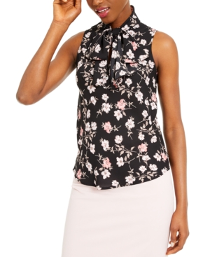 image of Bar Iii Floral-Print Sleeveless Top, Created for Macy-s