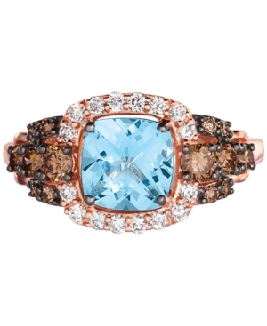 image of Le Vian Chocolatier Blue Topaz (1-1/2 ct. t.w.) & Diamond (5/8 ct. t.w.) Ring in 14k Strawberry Gold