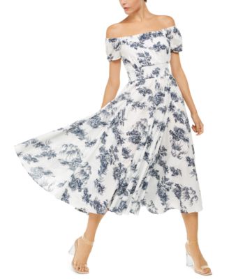 INC International Concepts INC Toile-Print Off-The-Shoulder Midi Dress, Created for Macy's