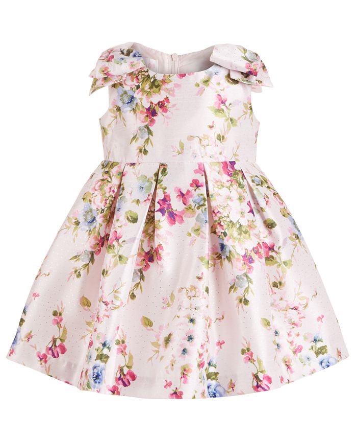 Bonnie Baby Baby Girls Floral-Print Pleated Dress - Macy's