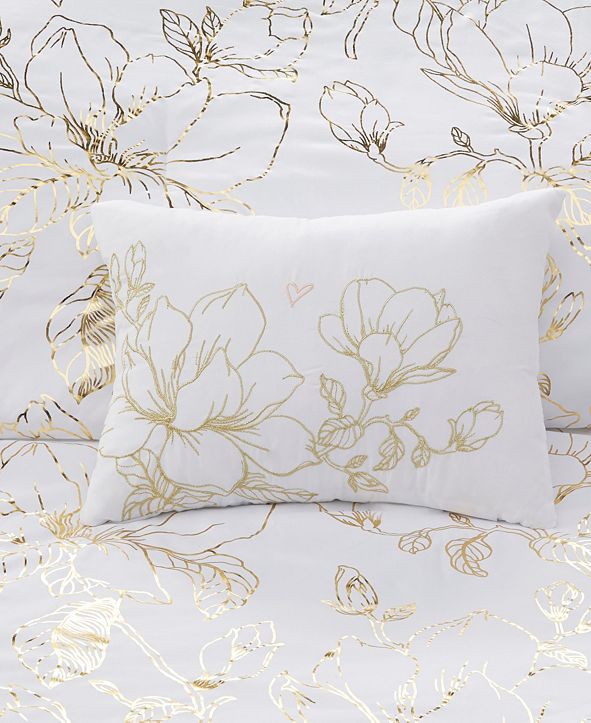 Intelligent Design Magnolia Metallic Floral 3Piece Full/Queen Duvet