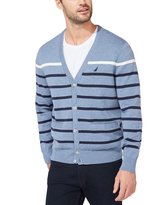 Nautica Men's Striped V-Neck Button Cardigan & Reviews - Sweaters - Men ...