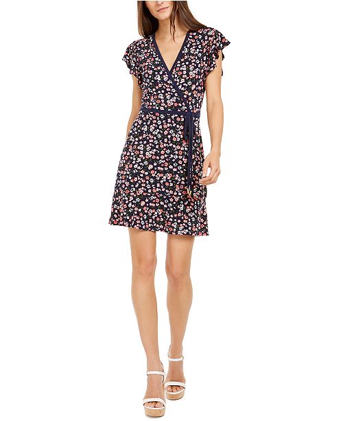 Michael Kors Floral Print Faux Wrap Dress Reviews Macy S