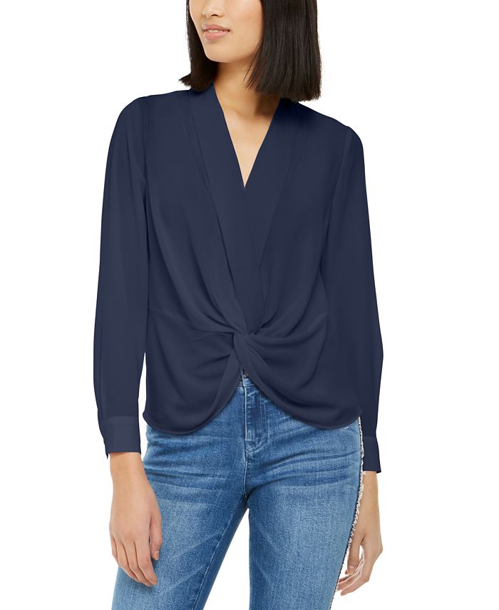 INC International Concepts INC Solid Twist-Front Blouse, Created for ...