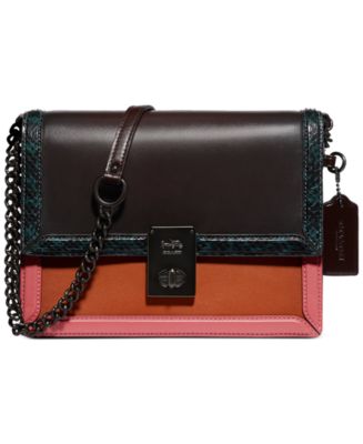 COACH Colorblock Leather with Snake Trim Hutton Shoulder Bag - Macy's
